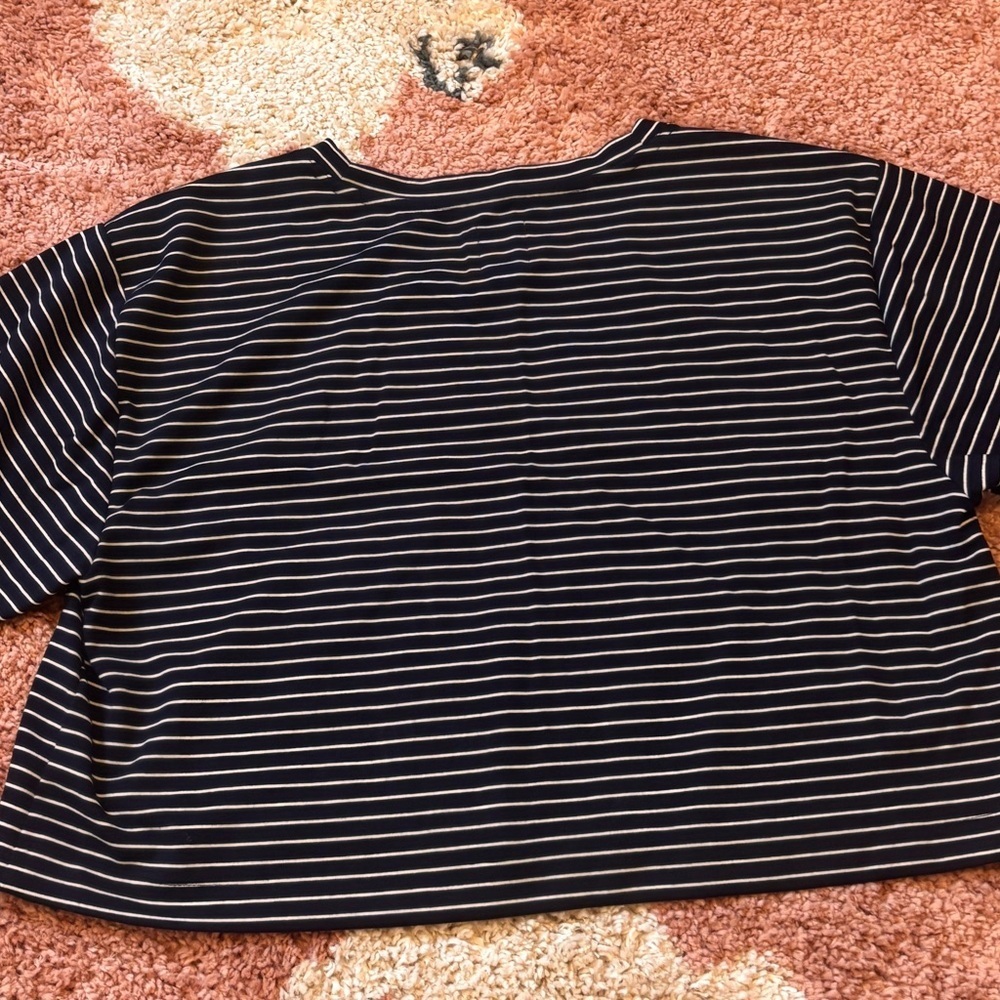 Maeve Anthropologie Short-sleeve Tee Navy White Striped Women’s Size Medium M - Picture 6 of 6